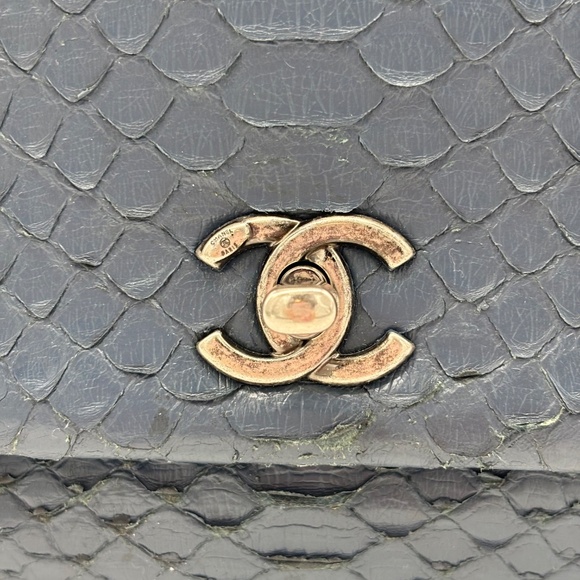 Chanel Blue Mini Python Coco Handle Bag - Picture 6 of 16